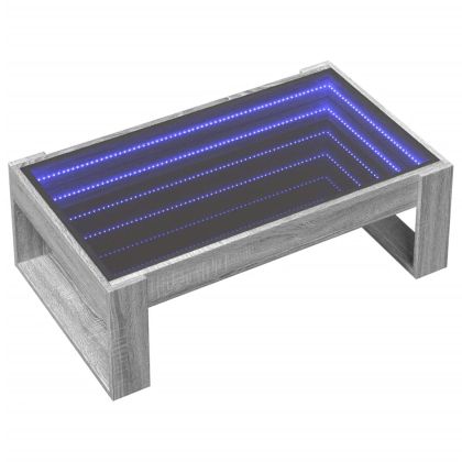 Маса за кафе с Infinity LED, сив сонома, 90x53x30 см