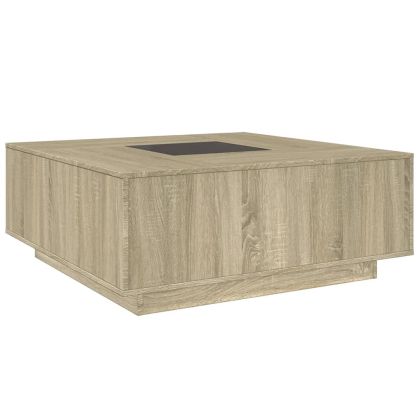 Маса за кафе с Infinity LED, сонома дъб, 100x100x40 см