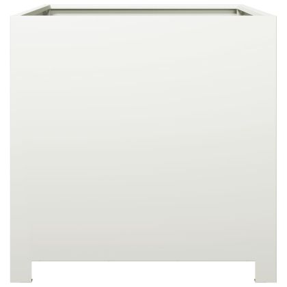 Градинска кашпа, бял, 50x50x50 см, стомана