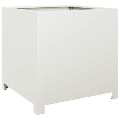 Градинска кашпа, бял, 50x50x50 см, стомана