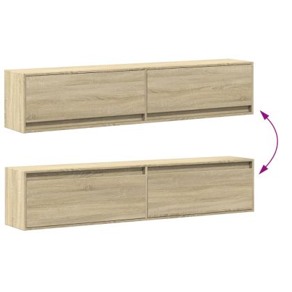 Стенен ТВ шкаф с LED, дъб сонома, 180x31x38 см