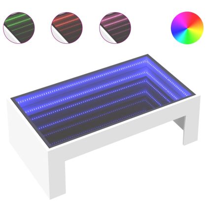 Маса за кафе с Infinity LED, бяла, 90x50x30 см