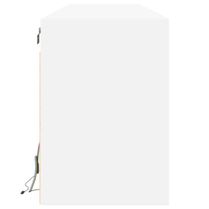 Стенен ТВ шкаф с LED, бял, 180x31x45 см