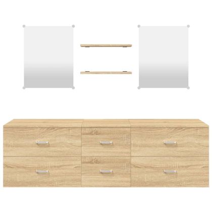 Комплект мебели за баня от 5 части, дъб, инженерно дърво