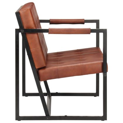 3-местен диван, кафяв, естествена козя кожа