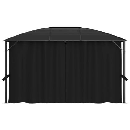 Градинска шатра със завеси, 400x300x265 см, антрацит