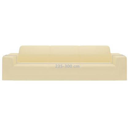 Разтеглив калъф за 4-местен диван, кремав, полиестерно жарсе