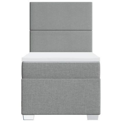 Боксспринг легло с матрак, светлосиво, 90x200 см, плат