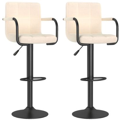 Бар табуретки, 2 бр, кремави, текстил