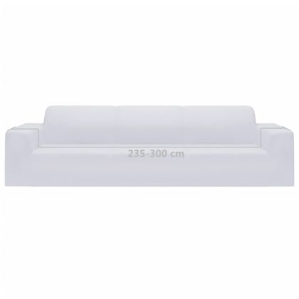 Разтеглив калъф за 4-местен диван, бял, полиестерно жарсе