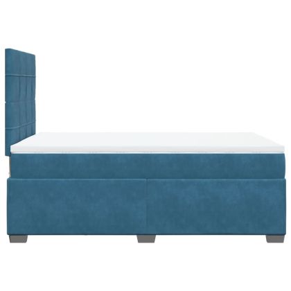 Боксспринг легло с матрак, синьо, 120x190 см, кадифе