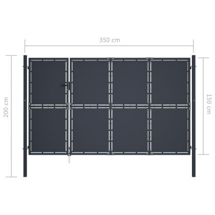 Градинска порта от стомана 350x150 см, антрацит