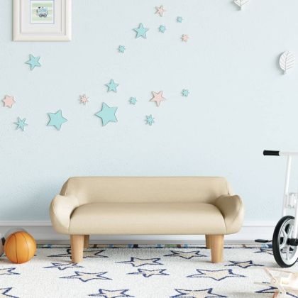 Детски диван, кремав, 70x40x24 см, текстил