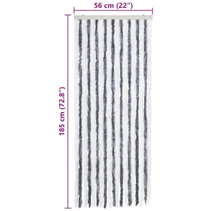 Завеса против насекоми, сиво и бяло, 56x185 см, шенил