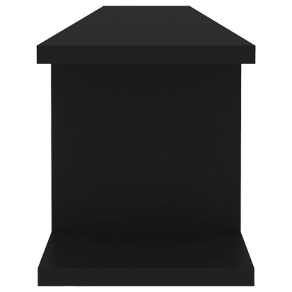 Стенни рафтове, 2 бр, черни, 105x18x20 см, инженерно дърво