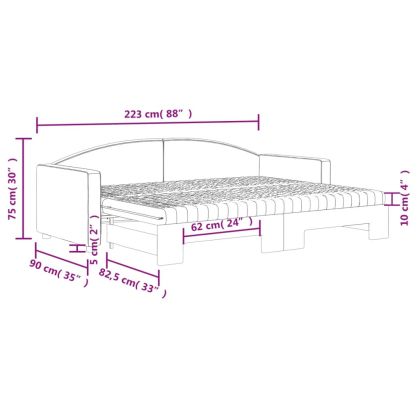 Канапе с изтеглящо легло и матрак светлосиво 80x200 см плат