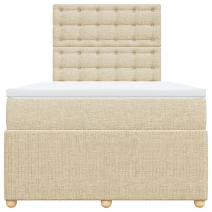 Боксспринг легло с матрак, кремаво, 120x190 см, плат