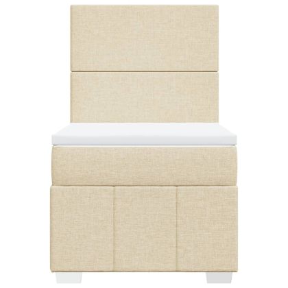 Боксспринг легло с матрак, кремава, 80x200 см, плат