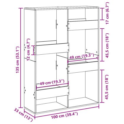 Библиотека бяла 100x33x135 см инженерно дърво