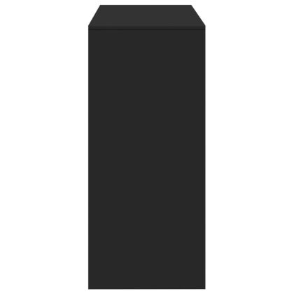 Бар маса с рафт, черна, 124x46x103,5 см, инженерно дърво