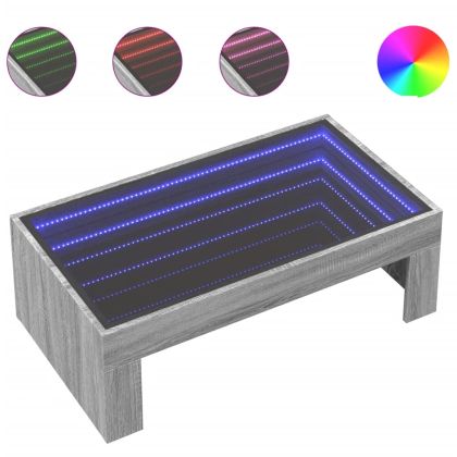 Маса за кафе с Infinity LED, сив сонома, 90x50x30 см