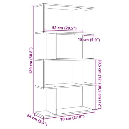 Разделител за стая / библиотека 4 нива бетонно сив 70x24x129 см