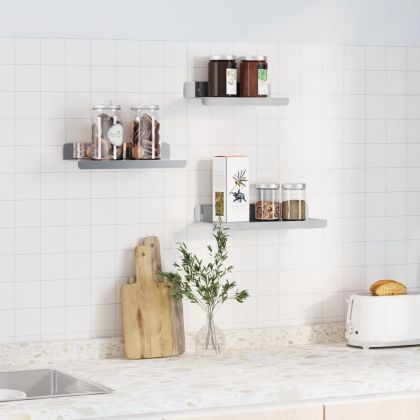 Стенни рафтове 3 бр сребристи неръждаема стомана