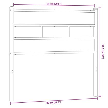 Резервна табла за легло, опушен дъб, 75 см, желязо и инженерно дърво