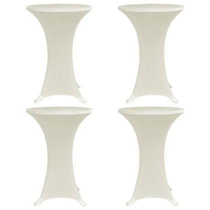 Покривки за коктейлни маси, Ø80 см, кремави, еластични, 4 бр