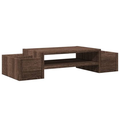 Поставка за монитор за съхранение, кафяв дъб, 70x27x15 см