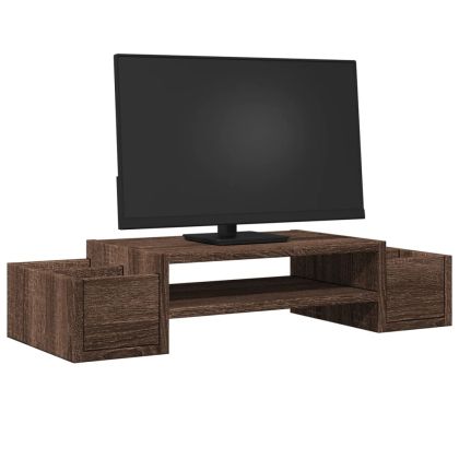 Поставка за монитор за съхранение, кафяв дъб, 70x27x15 см