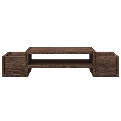 Поставка за монитор за съхранение, кафяв дъб, 70x27x15 см