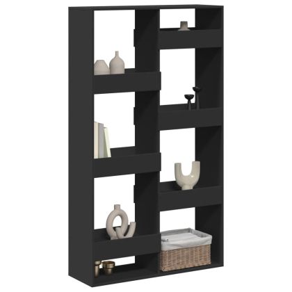 Разделител за стая, черен, 100x33x175 см, инженерно дърво