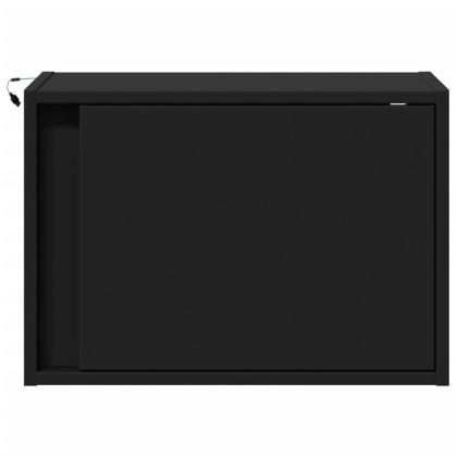 Нощни шкафчета за стена с LED осветление, 2 бр, черни