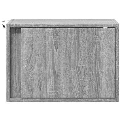 Нощно шкафче за стена с LED осветление, сив сонома