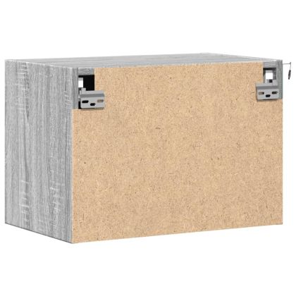 Нощно шкафче за стена с LED осветление, сив сонома