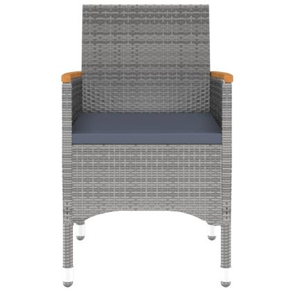 Градински трапезен комплект, 3 части, полиратан, сив