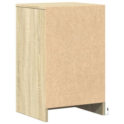 Нощни шкафчета с LED, 2 бр, сонома дъб, инженерно дърво