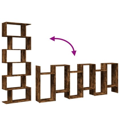 Разделител за стая / библиотека опушен дъб 6 нива 70x24x193 см