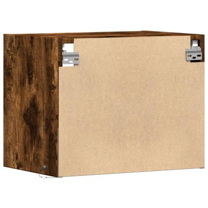 Нощно шкафче за стена с LED осветление, опушен дъб