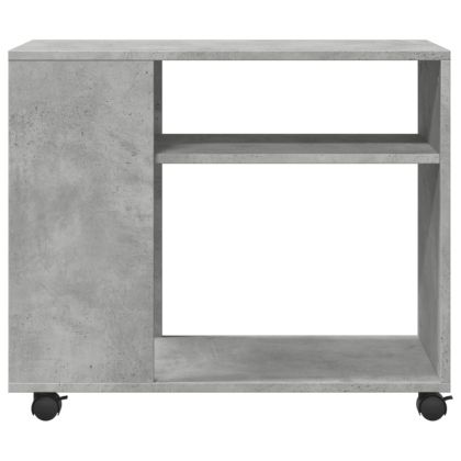 Странична маса с колела бетонно сив 70x35x60 см инженерно дърво