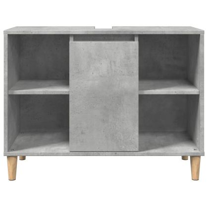 Шкаф за баня, бетонно сив, 80x33x60 см, инженерно дърво