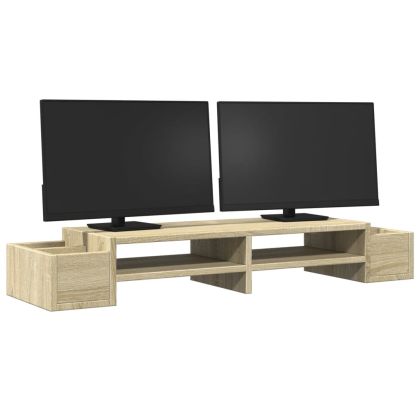 Стойка за монитор с място за съхранение дъб сонома 100x27x15 см