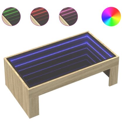Маса за кафе с Infinity LED, сонома дъб, 90x50x30 см