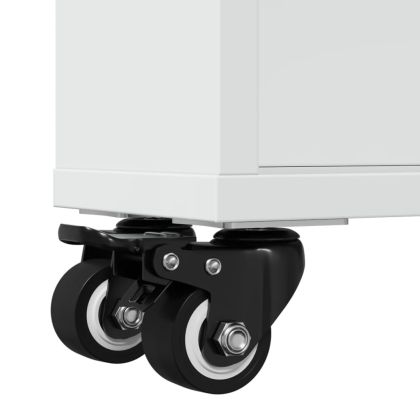 Тясна количка за съхранение, бяла, 48x13x68 см, инженерно дърво