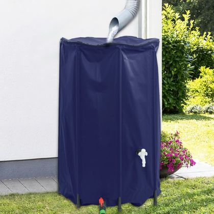Резервоар за вода с кран, сгъваем, 500 л, PVC