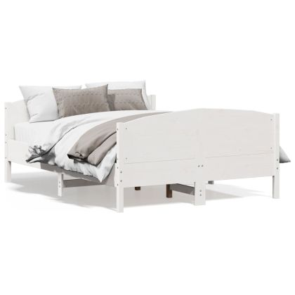 Рамка за легло без матрак, бял, 140x190 см, бор масив