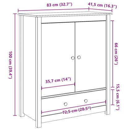 Висок шкаф, сив, 83x41,5x100 см, бор масив
