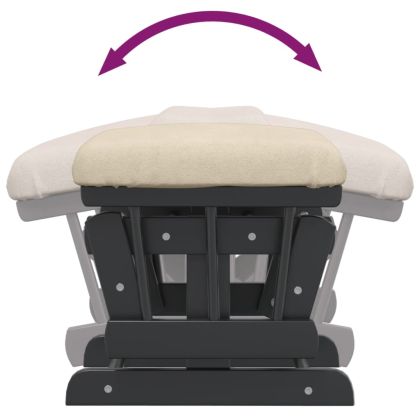 Плъзгащ се стол с табуретка, кремавобял, текстил