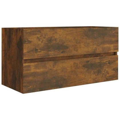 Шкаф за мивка, опушен дъб, 90x38,5x45 см, инженерно дърво